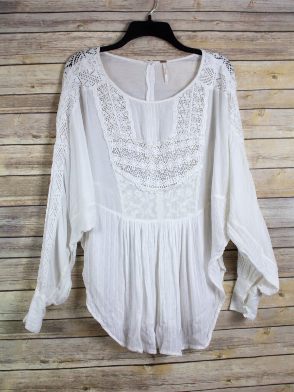 Free People Embroidered Crochet Tunic Blouse Sz S